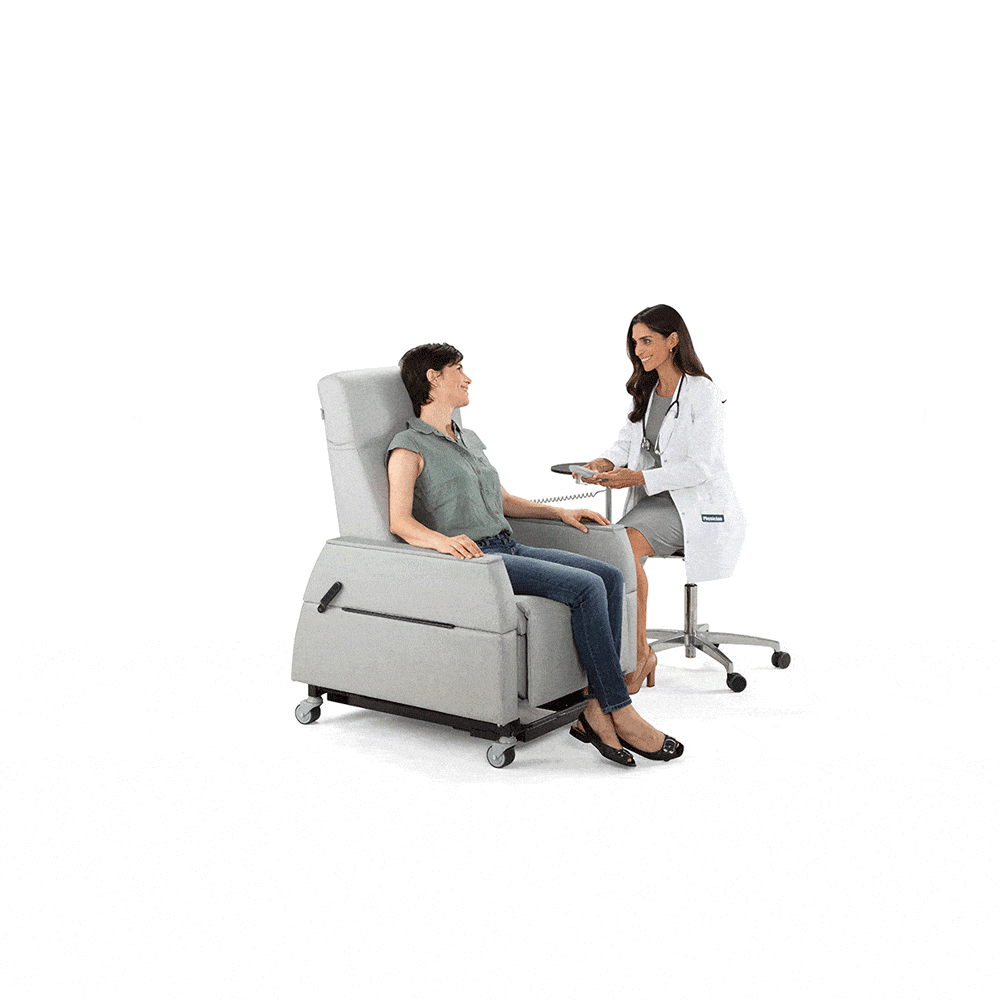 Vertical lift recliner for healthcare, motorized lift recliner for exam purposes